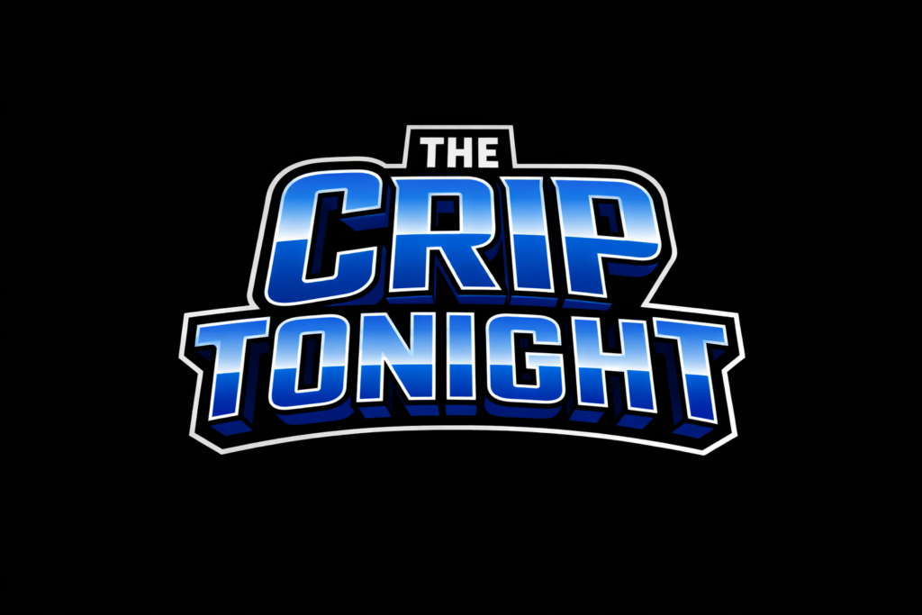 The Crip Tonight Logo - Text says the crip tonight in blue and white text on a black background
